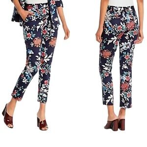 NWT Laundry by Shelli Segal Floral Print Tailored Pant Size 14 Navy, Pink, White